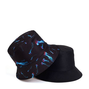 Unisex Black <b>Bucket</b> <b>Hat</b> With Moon Pattern Digital Printed Canvas Street Style <b>Hat</b> For Adults Spring Summer Casual Wear - Product Image 4