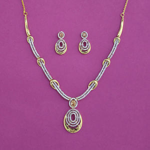 Compre un collar clásico de latón hecho a mano con circonitas, cadena de cuerda y chapado en dos tonos, calidad de exportación, para aniversario 443984 - Product Image 5