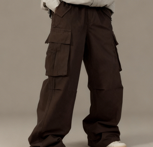 Custom Canvas Track Pants Loose Baggy Wide Leg Lightweight Waterproof Breathable Windproof Mens Vintage Cargo Drawstring Closure - Product Image 4
