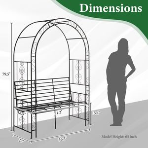 Panca da Giardino in Ferro Nero con Tetto ad Arco a Doppio Strato - Categoria Prodotti: Panche da Patio - Product Image 4
