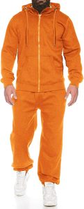 Survêtement respirant en polyester et élasthanne 260 GSM pour homme, ensemble veste à capuche zippée et pantalon de jogging, gris et orange contrastés, imprimé par sublimation, hiver - Product Image 2