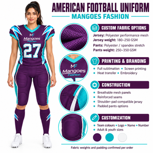 Uniforme de Fútbol Americano con Diseño Único Estampado, Estilo Personalizado, 100% Poliéster, Transpirable, de Secado Rápido, Duradero y Ligero para Hombre Adulto - Product Image 6