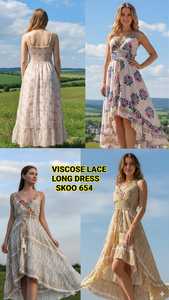 Robe longue en viscose et dentelle pour femme, style bohème chic, robe maxi de plage, style ethnique fluide, robes d'été pour les vacances, vente en gros - Product Image 6