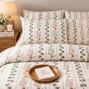 Juego de Funda de Edredón de Algodón 100% Terracota T-180, Juego de Ropa de Cama de 3 Piezas, Estilo para Todas las Temporadas, Uso Doméstico, Impresión con Pigmentos, Ecológico - Product Image 4
