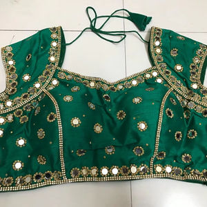 Exquisite Hand-Finished Embroidered Woven Crop Top Saree <b>Blouse</b> Fully Stitched & Padded <b>Satin</b> Fabric Winter Ready All Sizes - Product Image 1