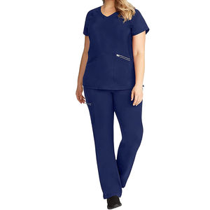 Uniformes Médicos Profesionales Ligeros de Algodón 100% Antiarrugas para Enfermeras - Conjunto de Blusa y Pantalón para Spa - Product Image 1