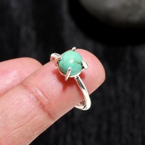 Handmade Round Shape Gemstone Hammered <b>Statement</b> <b>Ring</b> for Women At Best Price Mohave Turquoise <b>Ring</b> 925 Sterling <b>Silver</b> - Product Image 3