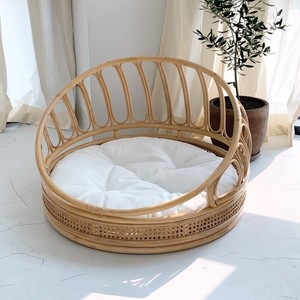 Conception de cylindre créatif maisons de lit pour animaux de compagnie en rotin de haute qualité et meubles pour chat panier de nid tissé pour chats - Product Image 5