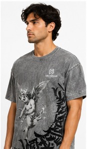 Camisetas Transpirables de Talla Grande para Hombre, Lavado Ácido, 100% Algodón, Personalizables, Ropa Casual, Servicio OEM, Ropa Lavada al Ácido al por Mayor, Personalizada - Product Image 3