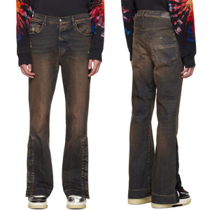 Men's Stonewashed <b>Denim</b> Straight Leg Pants Mid Waist Button Fly Casual Style Cotton <b>Material</b> Breathable Autumn Wear - Product Image 4