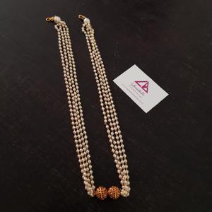 Pearl Necklace Set 20 Inches with Golden Ball Pendant - Product Image 1