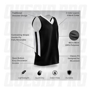Maillots de basket-ball réversibles de qualité professionnelle, séchage rapide, respirants, vêtements de performance, toutes tailles, grandes tailles, uniformes d'équipe personnalisés, chemises - Product Image 3