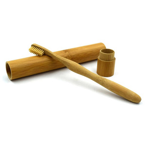 Tube en bambou avec couvercle porte-brosse à dents à bas prix étui de voyage conteneur boîte compostable pour brosses à dents et accessoires - Product Image 2