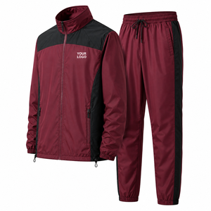 Unisex Maroon Solid Hooded Waterproof Windproof Sporty Full <b>Zip</b> Jacket with Side Pockets and Elastic Waist Joggers - Product Image 6