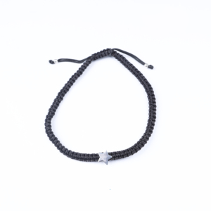 Bracelet étoile en paracorde noir fait main avec pierres précieuses, personnalisé pour les relations, bijou ajustable pour homme, protection et guérison - Product Image 1
