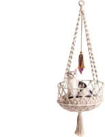 Hamac et coussin pour chat en macramé, motif uni, écologique, luxueux, avec housse amovible pour petits animaux