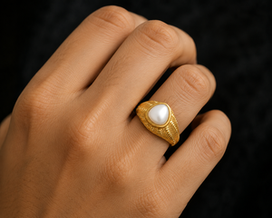 925 Silver Pearl <b>Ring</b> 18K Gold Plated Oval Bezel <b>Signet</b> <b>Ring</b> Filigree Unisex Jewelry for <b>Ring</b> Making - Product Image 4