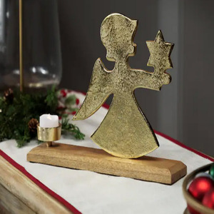 Porte-bougie en métal en forme d'ange avec étoile pour bougie chauffe-plat de Noël - Product Image 1