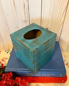 Boîte à mouchoirs artisanale en métal vert sarcelle, finition rustique vieillie, support décoratif idéal pour la maison et les espaces de bureau, provenant d'Inde - Product Image 5