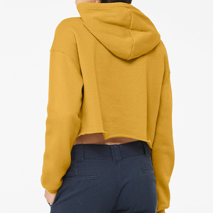 Sweat-shirt à capuche court pour femme grande taille, manches longues, couleur unie, hiver, décontracté, avec cordon de serrage, vente en gros ODM/OEM - Product Image 5