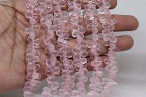ลูกปัดควอตซ์เหลี่ยมเพชรพลอยลูกปัดสีชมพูธรรมชาติรูปทรงหยดน้ำสำหรับทำเครื่องประดับ - Product Image 3
