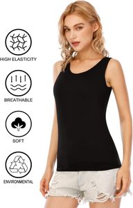 Camiseta sin mangas de algodón acanalado para mujer, estilo casual de verano, corte ajustado, espalda cruzada, con logo personalizado, lisa y básica - Product Image 4