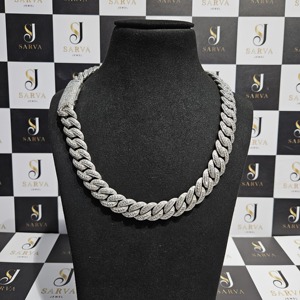 925 Sterling Silver Moissanite Cuban Link <b>Chain</b> Necklace <b>Iced</b> <b>Out</b> Hip Hop Statement Necklace Rhodium Plated Unisex Jewelry - Product Image 1