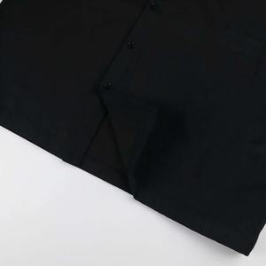 Camisa de Manga Corta Casual de Verano, 100% Algodón, Negra, con Bolsillo de Parche, Cuello Redondo, Antiarrugas, Talla Grande - Product Image 6