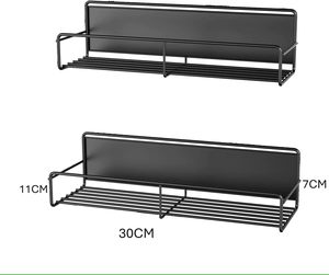 Étagère à épices magnétique à double niveau, support de rangement en métal pour cuisine, design minimaliste, forme rectangulaire - Product Image 2