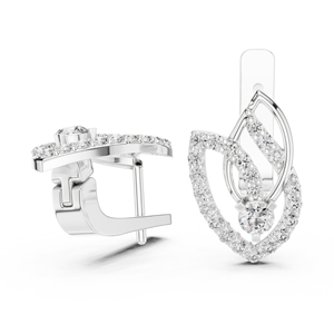 Pendientes de Lujo para Mujer con Motivo de Hoja y Diamantes Cultivados en Laboratorio, Chapados en Rodio y Oro Blanco de 18K - Product Image 2
