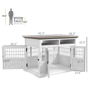White Double-Door <b>Dog</b> Kennel Furniture Side End <b>Table</b> with Storage for Small and Medium <b>Dogs</b> - Product Image 2