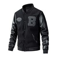 Veste varsity en cuir pour homme, veste bomber d'hiver, broderie personnalisée, veste letterman, streetwear décontracté