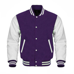 Chaqueta Universitaria Morada y Blanca con Mangas en Contraste y Logotipo Personalizado - Product Image 1