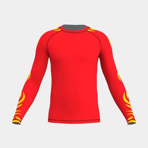 เสื้อรัดกล้ามเนื้อแขนยาวสีดำแดงใหม่ (ผ้ายืด/โพลีเอสเตอร์) - อุปกรณ์ฝึกซ้อม MMA แบบยูนิเซ็กซ์ที่เป็นมิตรกับสิ่งแวดล้อมเพื่อประสบการณ์การต่อสู้ขั้นสูงสุด - Product Image 1