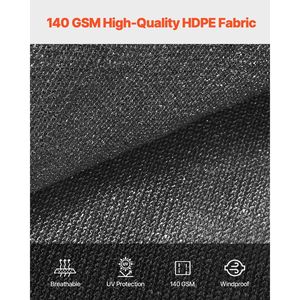 Voile d'ombrage 90% anti-UV 8 x 12 pieds pour pergola avec œillets en acier inoxydable 140 GSM – Voiles et filets d'ombrage pour l'intimité - Product Image 3