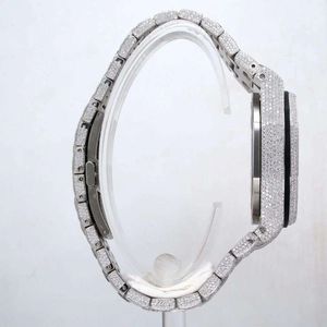 Splendide montre de luxe pour homme avec diamants, boîtier octogonal de 28 mm, mouvement à quartz ETA analogique, bracelet en argent/moissanite, saphir - Product Image 2