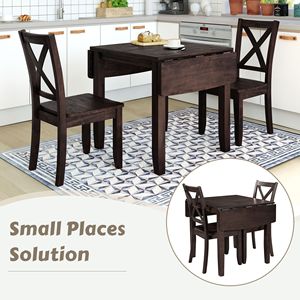 Set da Pranzo TOPMAX Espresso in Legno a 3 Pezzi: 2 Sedie e Tavolo con Funzione a Scomparsa per Spazi Ridotti - Product Image 5