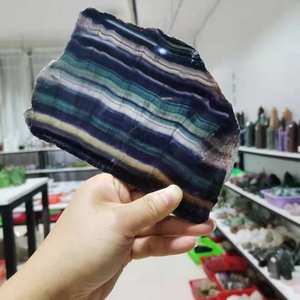 Vente en gros de plaques de cristal de fluorite arc-en-ciel de haute qualité, tranches de fluorite arc-en-ciel rayées pour la décoration - Product Image 3