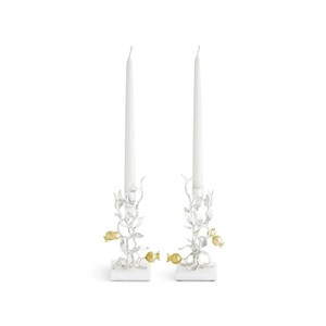 <b>Silver</b> Tree-Shaped <b>Candlestick</b> Holders with Gold Pomegranate Accents for Home Decoration - Product Image 2