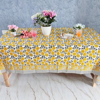 Nappe en coton imprimée à la main, motif floral et rayures, style bohème, pour la décoration de table à manger, linge de table ethnique, décoration intérieure au meilleur prix
