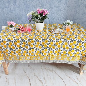 Hand Block Printed Cotton <b>Table</b> Cover Floral & Stripe Boho <b>Decor</b> Dining <b>Table</b> Linen Ethnic Home <b>Decor</b> for Best Price - Product Image 3