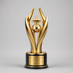 Trofeo Abstracto Moderno Personalizado - Premios de Lujo de Aleación de Zinc para Ceremonias de Excelencia Corporativa OEM - Product Image 1