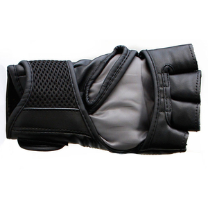 Gants MMA demi-doigts en cuir avec fermeture Velcro unisexe pour l'entraînement aux arts martiaux, noirs - Product Image 3
