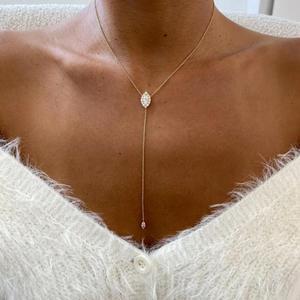 Collar con Colgante de Halo Marquise de Diamante Cultivado en Laboratorio de Oro de 14K al por Mayor, Fabricante de Joyería Fina OEM ODM - Product Image 3