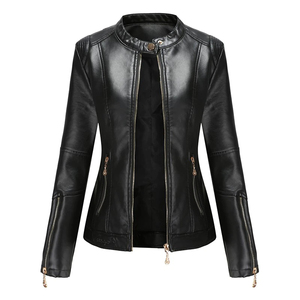 Chaqueta de Mujer Personalizada, Último Diseño, Chaqueta de Cuero Genuino Cálida, Chaqueta de Cuero de Manga Larga para Mujer, Servicio OEM - Product Image 4