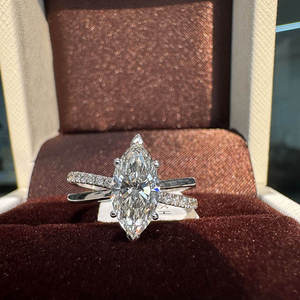 Unisex 14K Solid <b>Gold</b> Lab Grown Marquise Diamond <b>Cocktail</b> <b>Ring</b> Engagement <b>Ring</b> 14K <b>Gold</b> Plated Luxury Style - Product Image 4