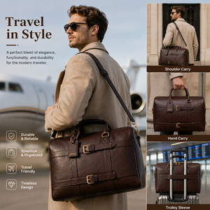 Borsa da Viaggio Multifunzionale <span class=keywords><strong>per</strong></span> Donne e Uomini, Borsa Weekend Professionale <span class=keywords><strong>con</strong></span> Manico, Resistente Borsone in Ecopelle - Product Image 6