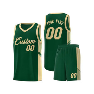 Ensemble de maillots de basket personnalisés vert col en V sans manches en mesh imprimé par sublimation unisexe adulte toutes saisons numéro 00 nom de l'équipe - Product Image 1