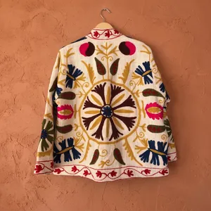 Broderie florale vintage style bohème Suzani, art populaire coloré, ethnique, fait main, 100% coton, respirant, anti-plis, pour femme - Product Image 5