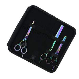 Juego de herramientas de peluquería con tijeras de barbero, tijeras de entresacar y juego de herramientas de afeitado de acero inoxidable, herramientas para extensiones de cabello. - Product Image 5